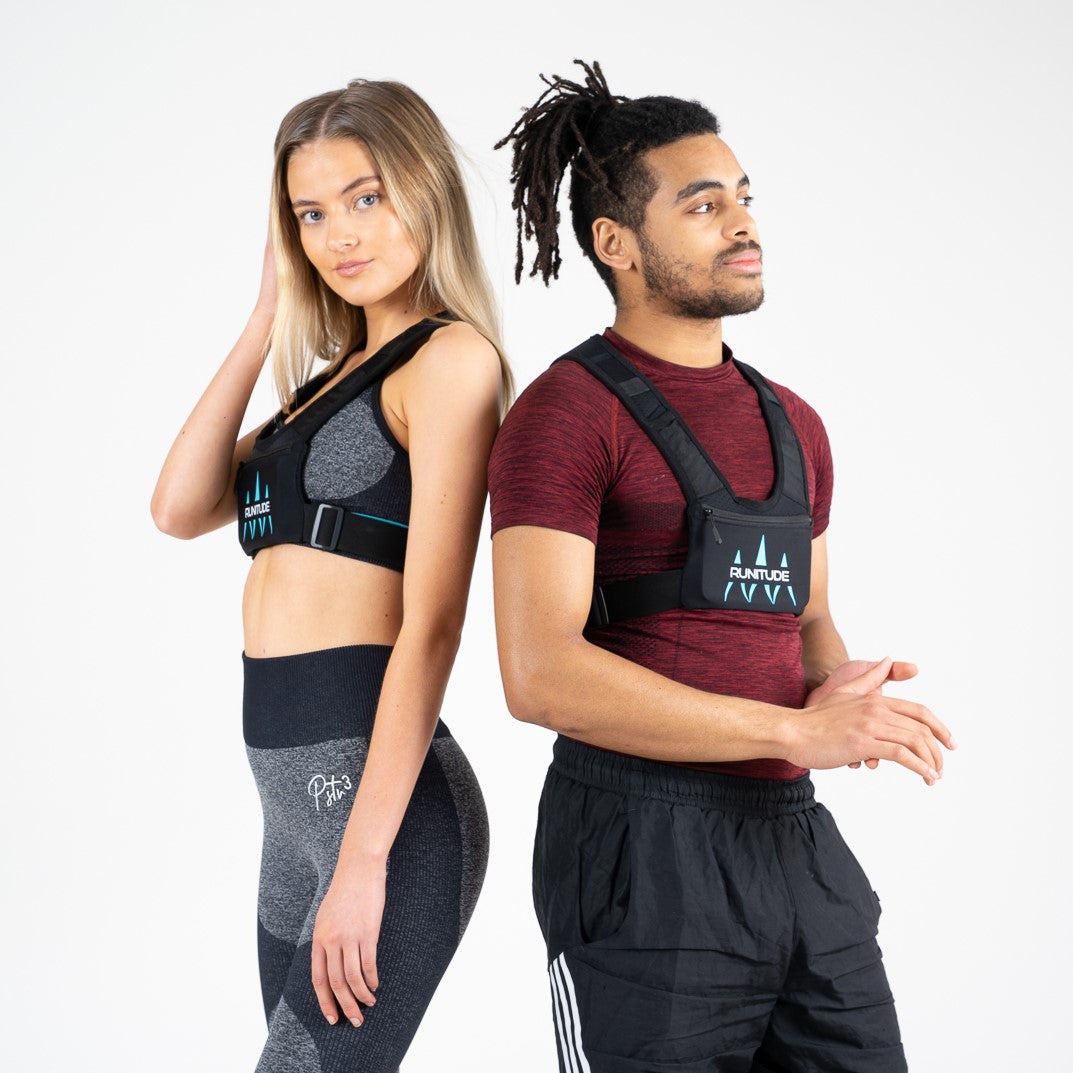 Runitude Vest Phone Holder For Running - Black - Male and Female Model