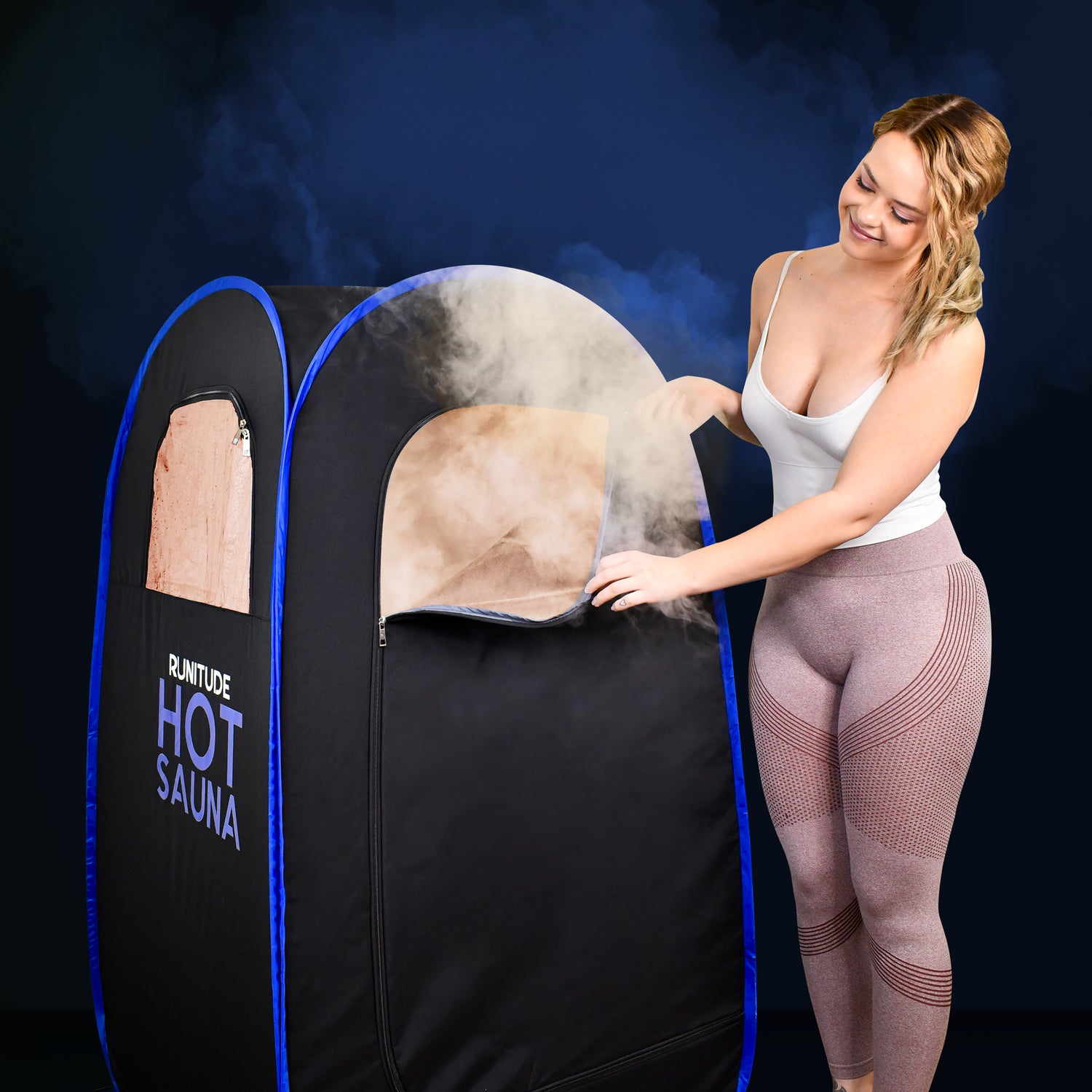 Runitude Portable Sauna Tent With Female Model